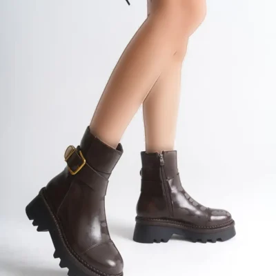 بوت و نیم‌ بوت زنانه Bot طولانی زنانه با زیپ جانبی و قفل فلزی با پایه ترانک - 3455