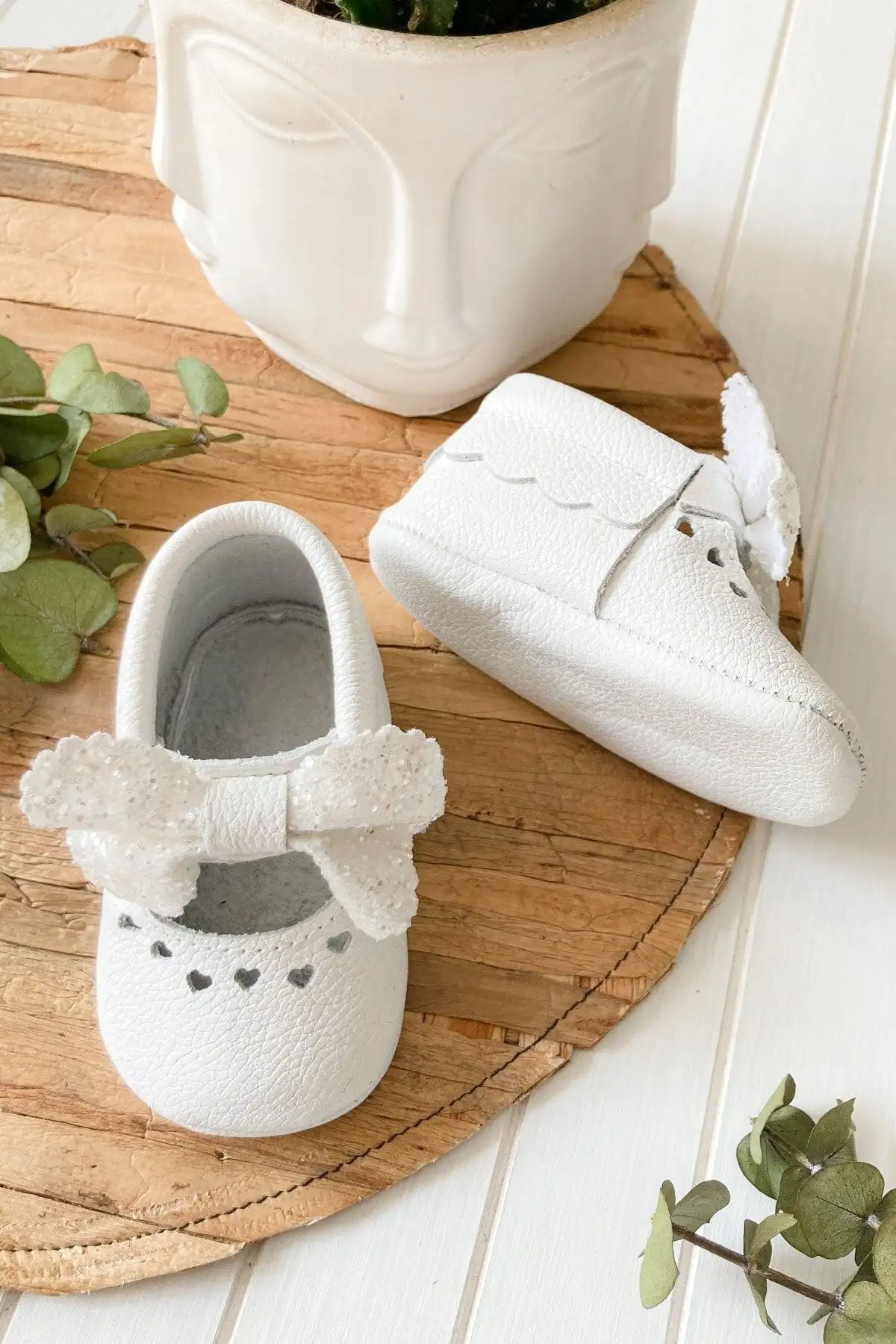 کفش نوزاد پسر -  اولین قدم  از سری شاین، 100% چرم سفید - 4152 کفش نوزاد پسر - اولین قدم از سری شاین، 100% چرم سفید - 4152