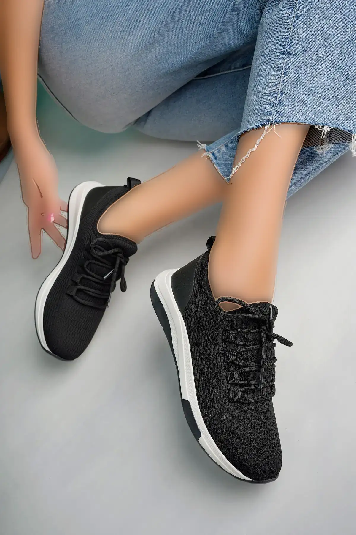 کفش تخت زنانه کفش روزمره مشکی زنانه با شبکهبندی - 3793 کفش تخت زنانه کفش روزمره مشکی زنانه با شبکهبندی - 3793