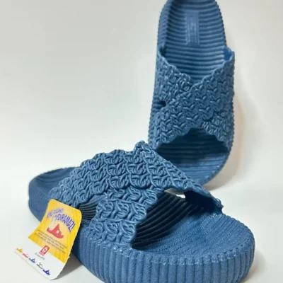 کفش راحتی خانه صندل زنانه با زیره ضخیم و ضد لغزش، مناسب برای محیط‌های مرطوب و خیابانی با ظاهر شبیه به حصیر. - 5267