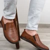 کفش روزمره مردانه - چرم طبیعی - - تابستانی - لوفر چرم قهوه‌ای - 5397