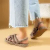 کفش صندل زنانه سندل حصیری با پاشنه بلند و بند دار - الگوی جدید و کاملاً اندازه - 5326