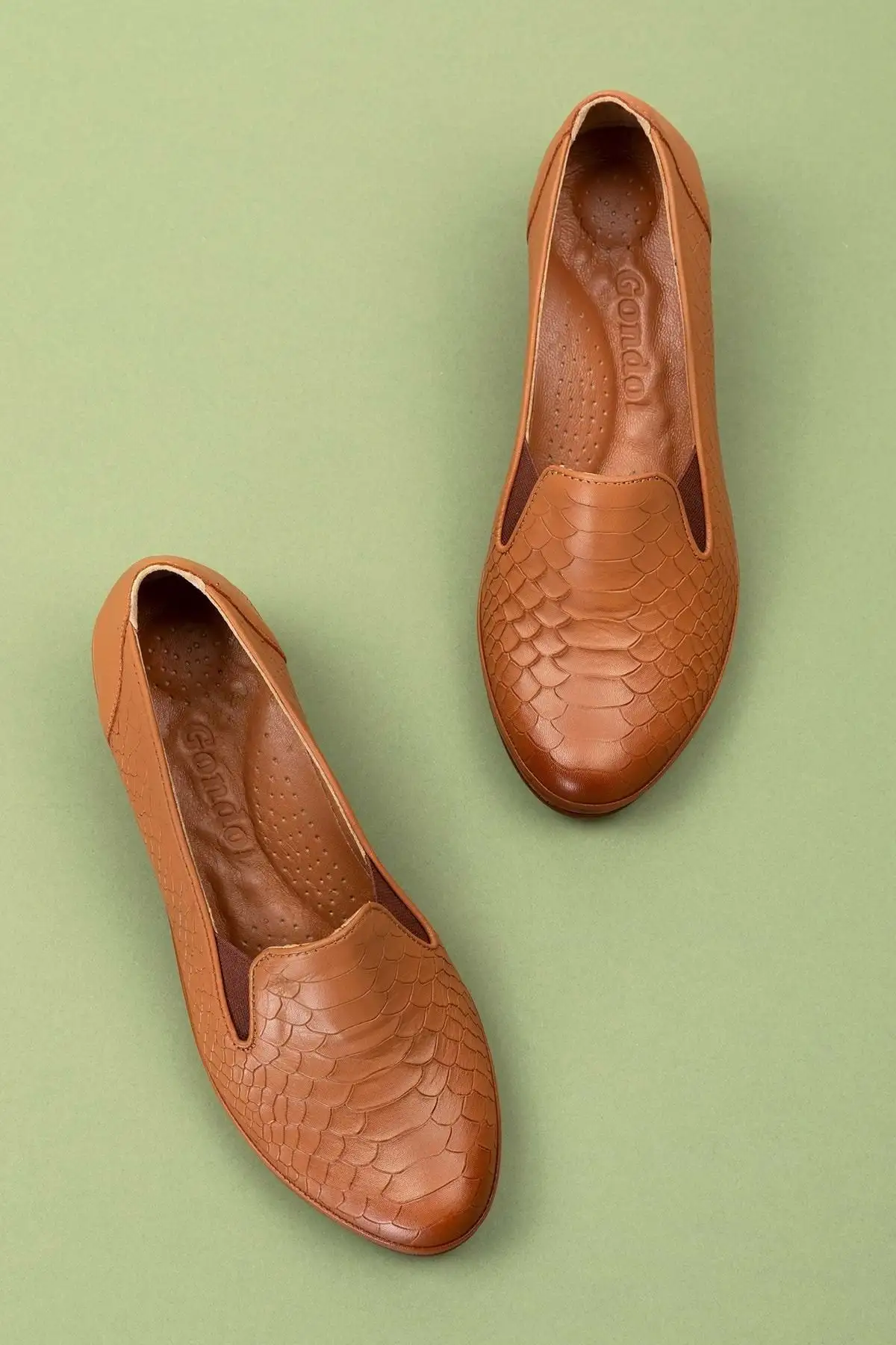 کفش پاشنه‌ بلند زنانه پاشنه کوتاه طبیعیکده چرم با جزئیات لاستیکی msa.65 - قهوه‌ای - سایز 41 - 4325