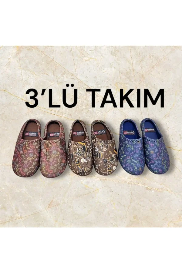 کفش راحتی خانه زنانه (ست ۳ عددی) - دمپایی فرش زنه - دمپایی گاذر گوندول زنانه - 3966