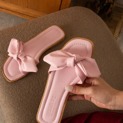 کفش راحتی خانه - دمپایی تابستانی - دمپایی تابستانی زنانه با روبان - دمپایی روزمره - 5254