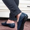 کفش سایز بزرگ مردانه روزانه از چرم طبیعی نوبل، loafer روکش دار به رنگ سرمه‌ای - 5067