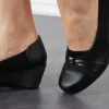 کفش پاشنه‌ بلند زنانه پاشنه رنگی با کمربند، ساتن مشکی - 5124