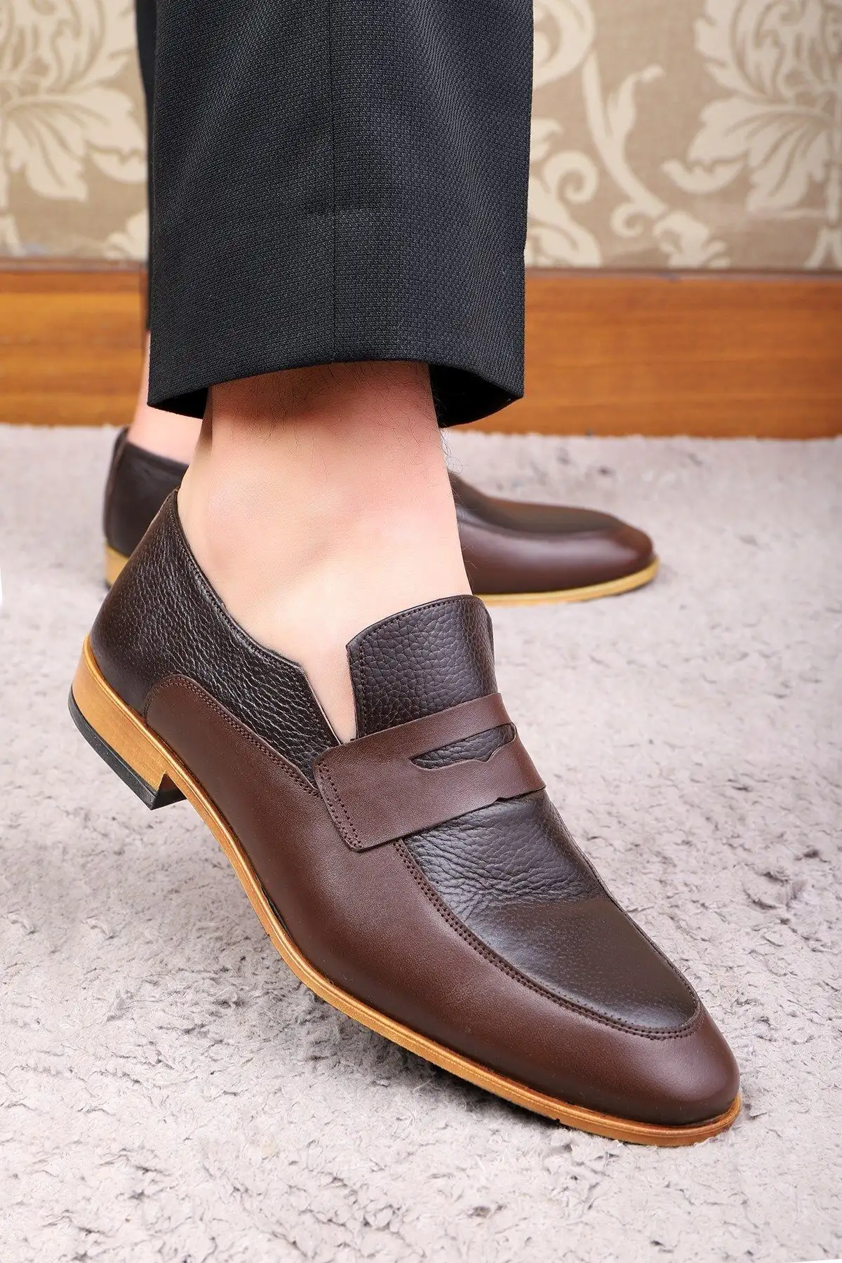 کفش سایز بزرگ مردانه کلاسیک چرم طبیعی میلازو، لوفر کلاسیک - 5061