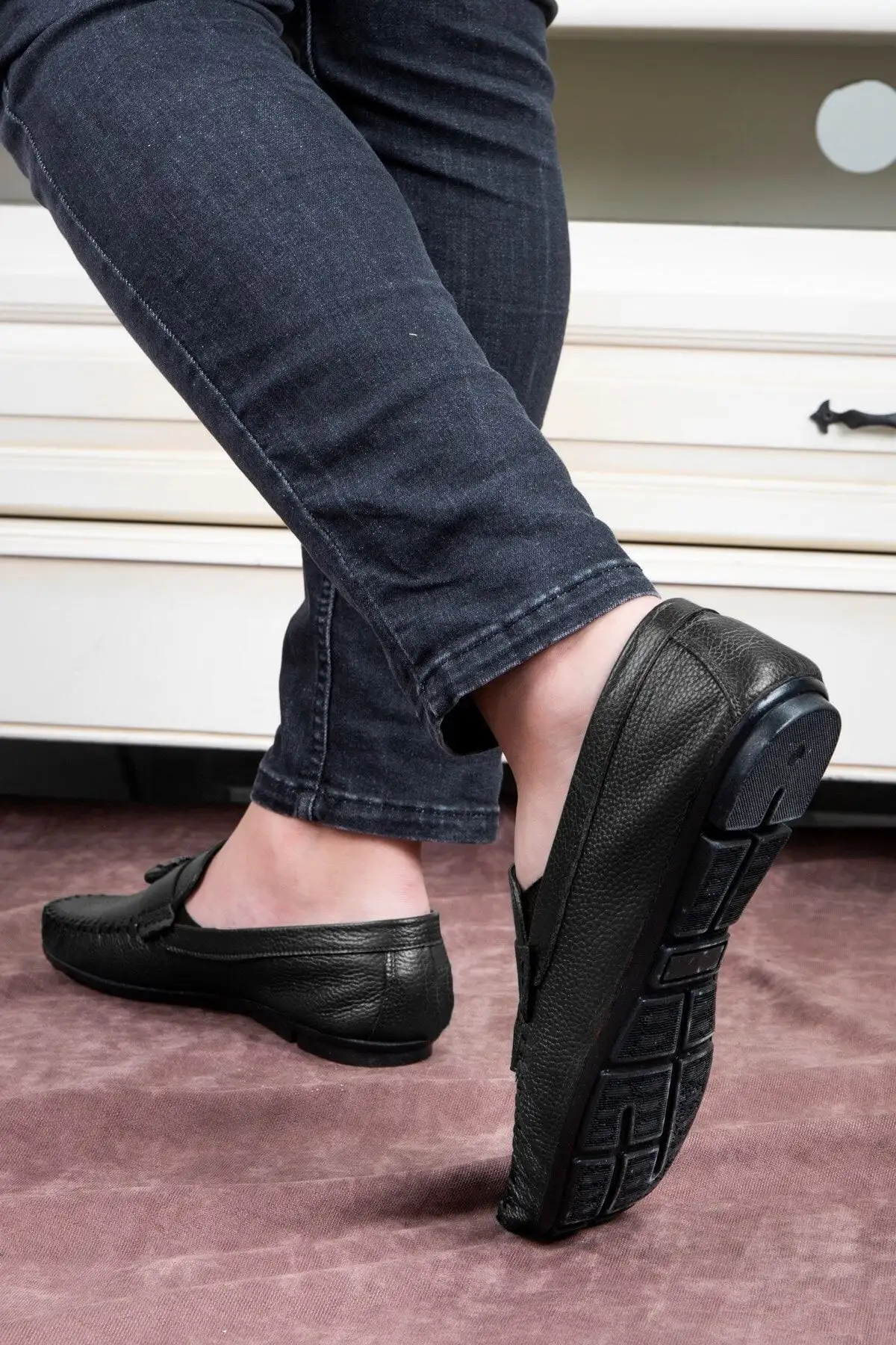 کفش سایز بزرگ مردانه  روزمره  چرم ناب،  لوفر مشکی روکش دار - 5047 کفش سایز بزرگ مردانه روزمره چرم ناب، لوفر مشکی روکش دار - 5047