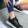 کفش تخت زنانه کفش مشکی و سفید با کفی ضخیم و مشبک - 3785