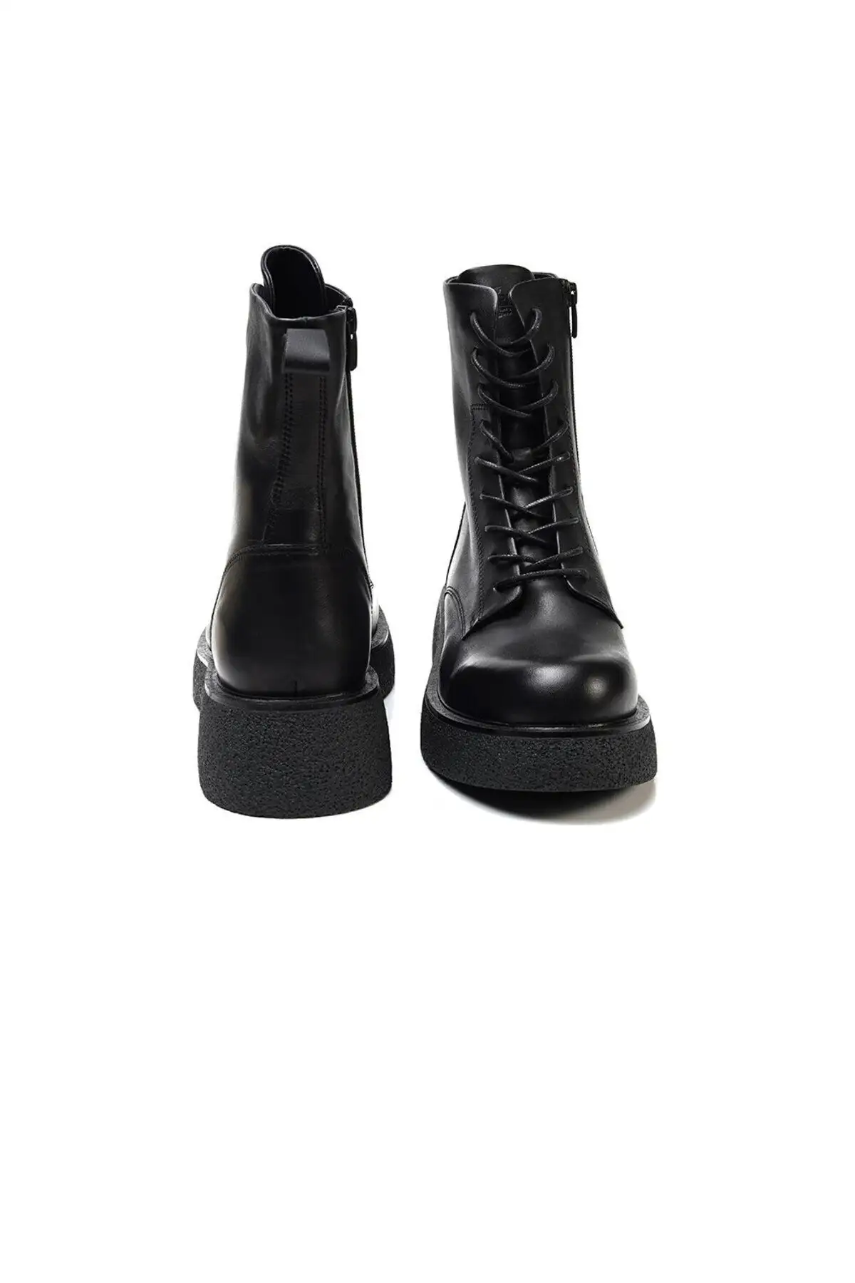 بوت و نیم‌ بوت زنانه کفش نظامی مشکی از چرم طبیعی مدل 3K2UB32741 - 5013