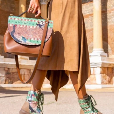 بوت و نیم‌ بوت زنانه چکمه بلند قهه‌ای از جنس چرم گیاهی - طراحی Believe In Your Wings - 5024