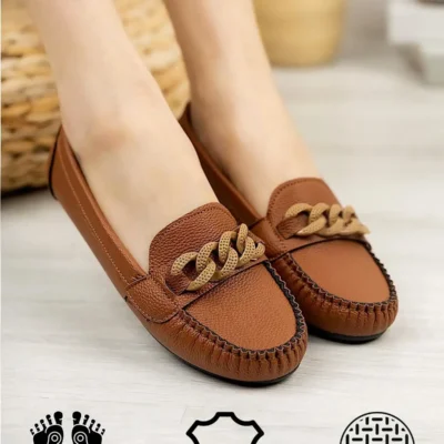 کفش تخت زنانه بپا با کفی راحت و سبک، اورتوپدیک، چرم طبیعی، مادرانه - 5191