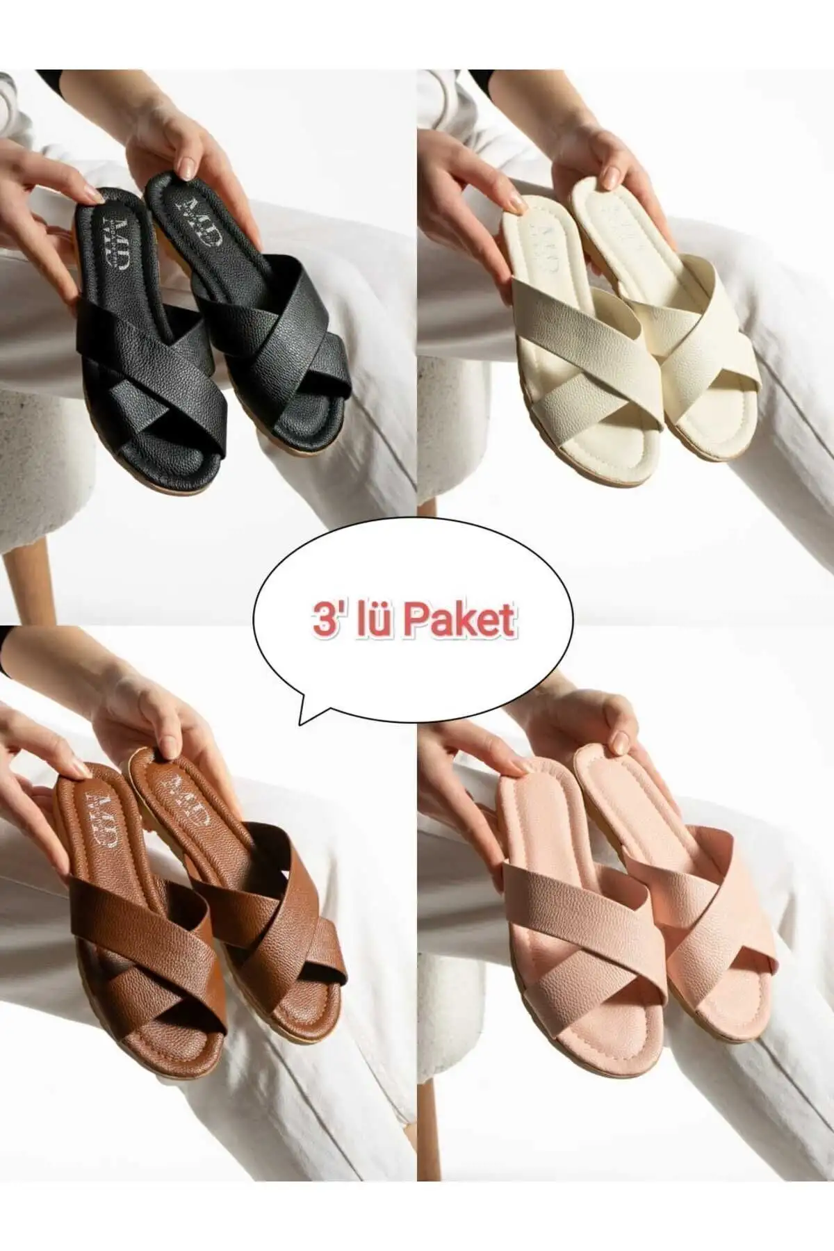 کفش راحتی خانه پک ۳ عددی دمپایی زنانه چلیپر برای استفاده در فضای باز و داخل  – ست جهیزیه - 3971 کفش راحتی خانه پک ۳ عددی دمپایی زنانه چلیپر برای استفاده در فضای باز و داخل – ست جهیزیه - 3971