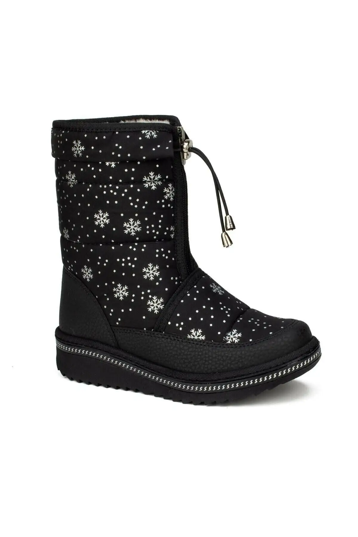 کفش دخترانه چکمه برفی  با طراحی برف، زیپدار، دارای پشم خز و زنجیر، با زیره ضد لغزش و حرارتی - 4558 کفش دخترانه چکمه برفی با طراحی برف، زیپدار، دارای پشم خز و زنجیر، با زیره ضد لغزش و حرارتی - 4558
