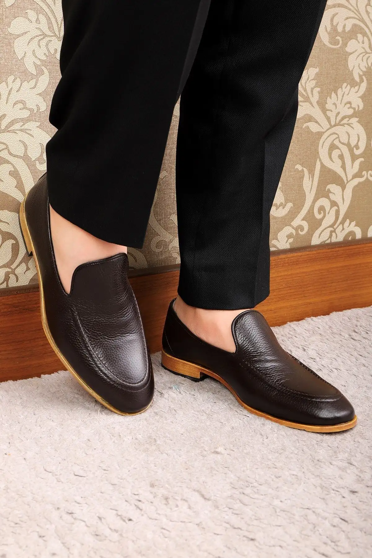 کفش سایز بزرگ مردانه - کلاسیک فلویای چرم طبیعی - کلاسیک لوفر - 4220