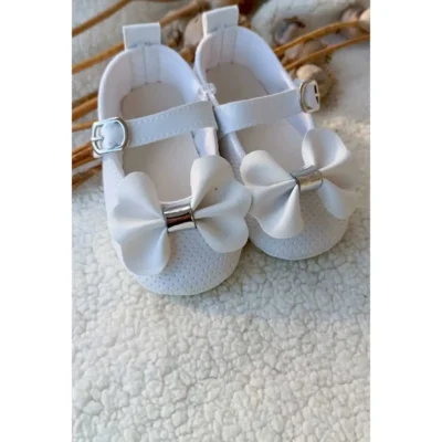 کفش نوزاد دختر کفش پاتیک نرم زیره با قفل چسبی برای دختر بچه (مناسب برای سایز ۱۸ از ۰ تا ۶ ماه و سایز ۱۹ از ۶ تا ۱۲ ماه) - 3323