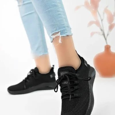 کفش تخت زنانه کتانی مشکی یونی‌سکس با بافت نخی راحت و ضد بو مناسب برای ورزش 4555 - 3790