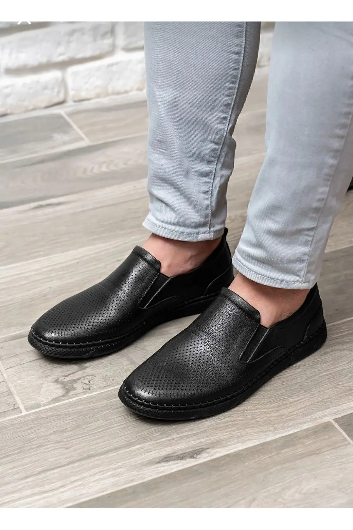 کفش روزمره مردانه چرم طبیعی، ، تابستانی، لوفر، چرم سیاه - 4790