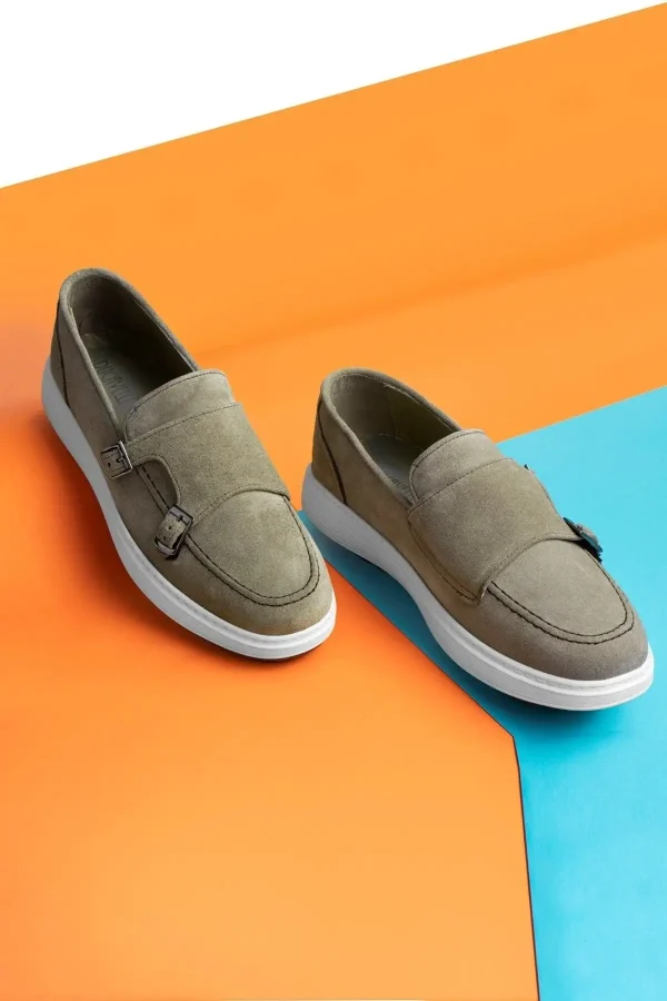 سایز بزرگ مردانه - کفش روزمره مردانه چرم طبیعی ایرلی - کفش loafer سوئدی - کفش تابستانی به رنگ کرم بیج - 3524