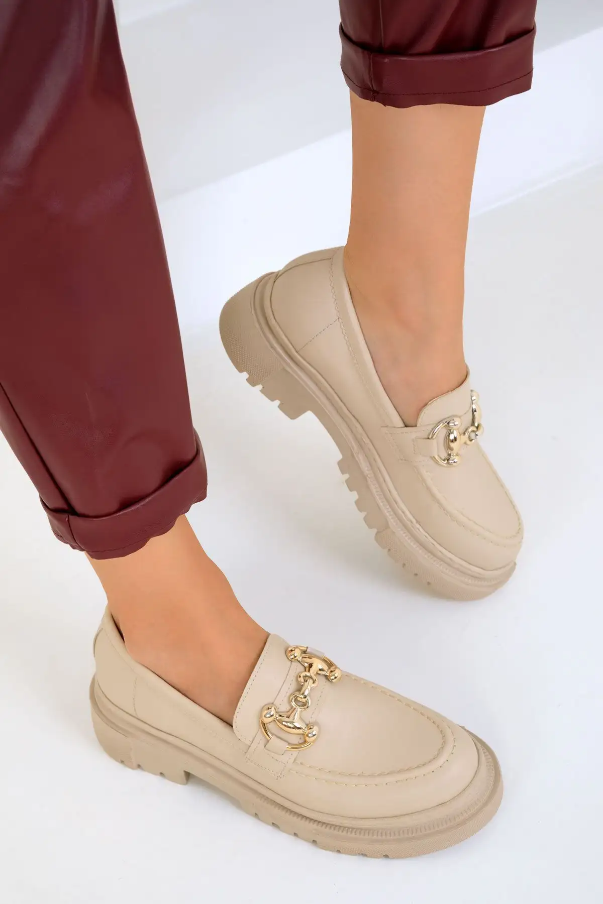 کفش تخت زنانه کفش لوفر زنانه BEJ مدل 17575 - 3229 کفش تخت زنانه کفش لوفر زنانه BEJ مدل 17575 - 3229