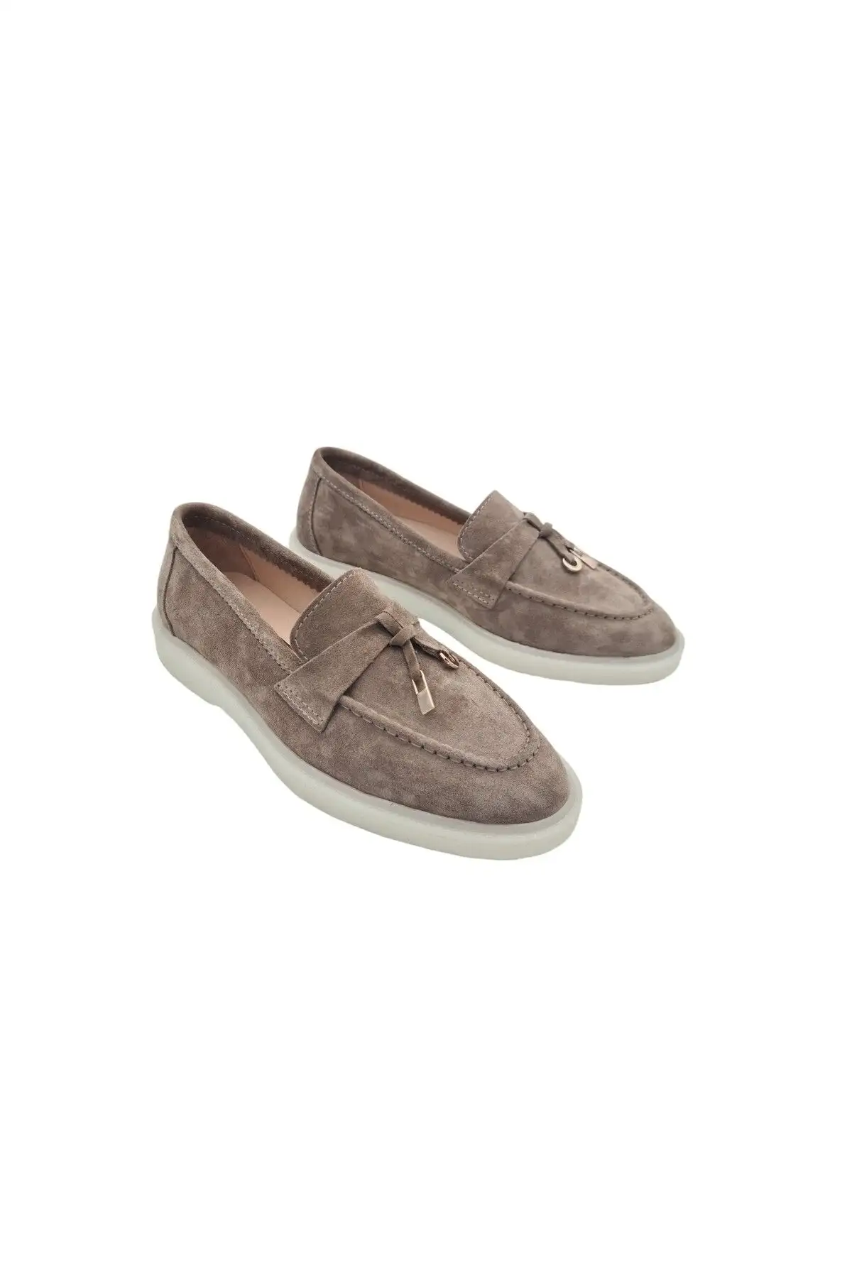 کفش تخت زنانه  روزمره  چرم طبیعی به رنگ بژ - 5443 کفش تخت زنانه روزمره چرم طبیعی به رنگ بژ - 5443