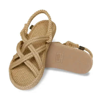 کفش صندل زنانه سندل بند و طناب با زیره لاستیکی بدروم - بژ - 5427