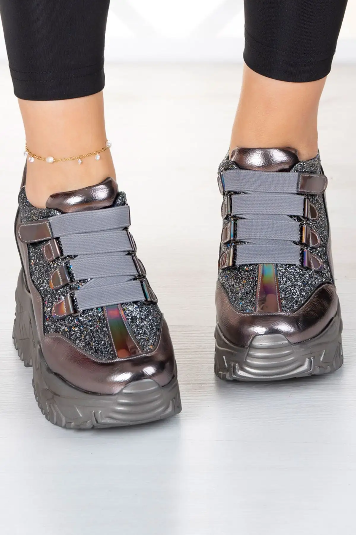 کفش پاشنه بلند زنانه  ورزشی پنهان پرکن پلاتین الکساندریا - 5118 کفش پاشنه بلند زنانه ورزشی پنهان پرکن پلاتین الکساندریا - 5118