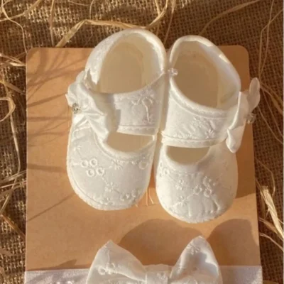 کفش نوزاد دختر آینده بتن زنجیر از توریابی و پولکدوزی - 3315