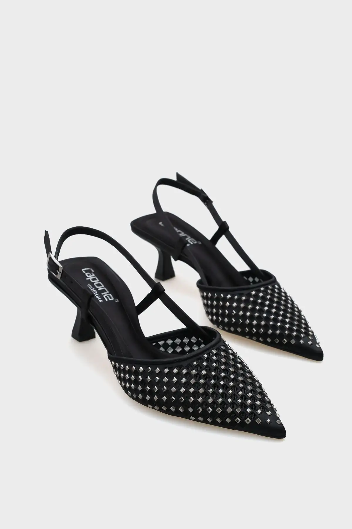 کفش پاشنه بلند زنانه کفش زنانه با پاشنه متوسط و نوک تیز، پشت باز از جنس ساتن و دارای تزئینات سنگی - 3664 کفش پاشنه بلند زنانه کفش زنانه با پاشنه متوسط و نوک تیز، پشت باز از جنس ساتن و دارای تزئینات سنگی - 3664