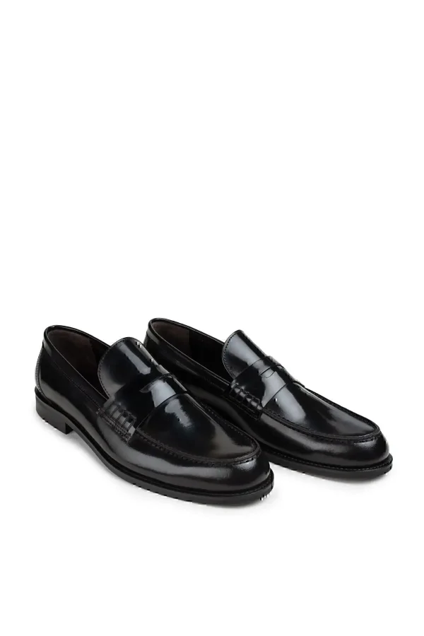 کفش رسمی مردانه چرم سیاه مدل مocasین سیاه - 3997