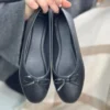 کفش مجلسی زنانه باله روزمره با نوک گرد و پاپیون، طرح پوست تمساح، راحت با زیره دندانه‌دار. - 5436
