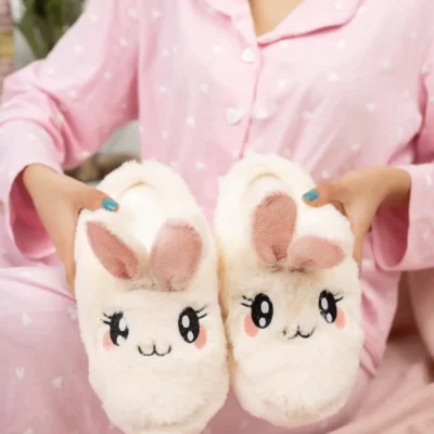 کفش راحتی خانه پاندوف زنانه با طرح حیوانات پفی، دمپایی آسانسوری پشمالو - 4594