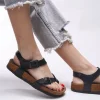 کفش صندل زنانه سندل کلارمیت با زبانه جداشده کد 0012503 مشکی چرم - 4879