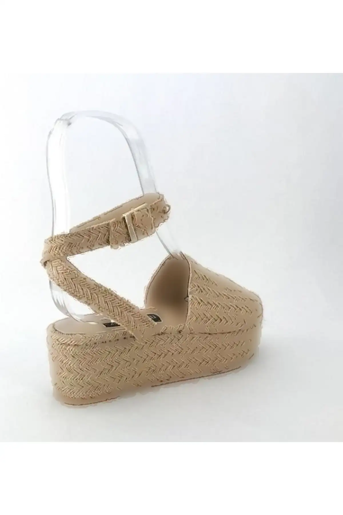 کفش پاشنه بلند زنانه  پاشنه  علفی  با رنگ بژ - 5132 کفش پاشنه بلند زنانه پاشنه علفی با رنگ بژ - 5132