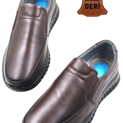 کفش رسمی مردانه کفش روزمره مردانه چرم طبیعی فوق‌العاده راحت جلی قهوه‌ای - 3922