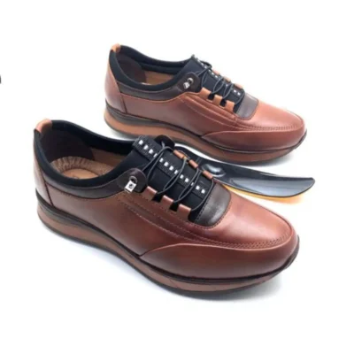 کفش روزمره مردانه قهوه‌ای چرم طبیعی تمام اورتopedیک - 4814