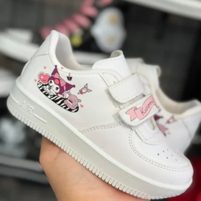 کفش دخترانه کفش ورزشی دخترانه سفیدی با طرح آینه‌ای کورو Miami. - 3809