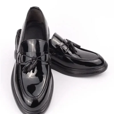 کفش رسمی مردانه کلاسیک مشکی براق چرم با آویز، مناسب برای استفاده روزمره و مراسم عروسی و نامزدی - 4729