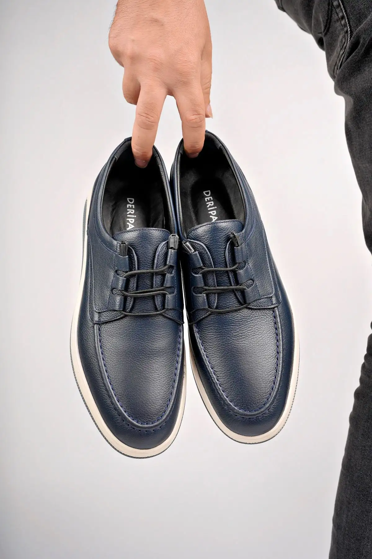 کفش روزمره مردانه   کژوال چرم واقعی رنگ سرمهای Mrd7-0129 - 4033 کفش روزمره مردانه کژوال چرم واقعی رنگ سرمهای Mrd7-0129 - 4033