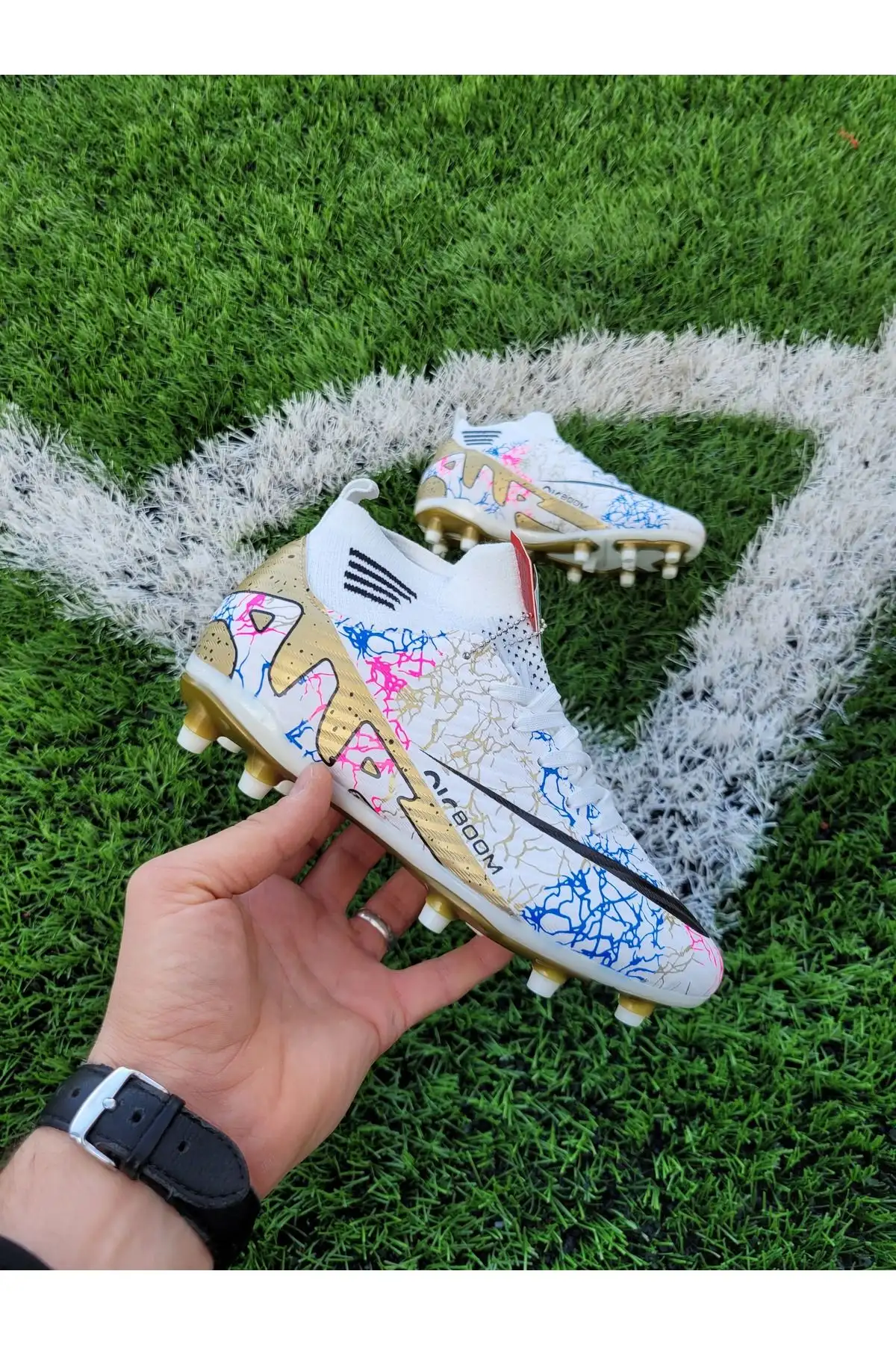 کفش نوزاد پسر کتانی فوتبال پروف کودک لالیگا ایر، فوتبال چمن، با جوراب، کافش مخصوص بزرگسالان. - 4110