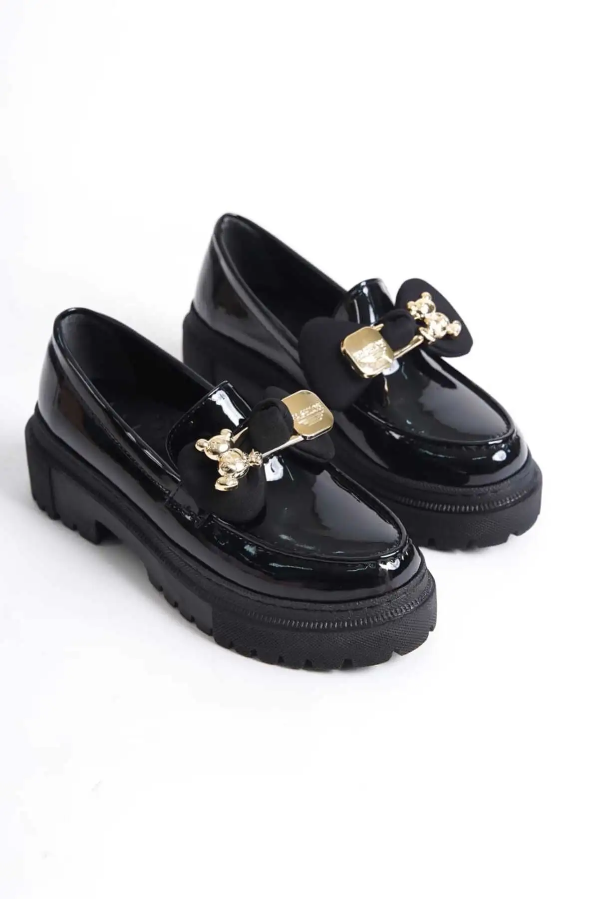 کفش زنانه لوفر با جزئیات توکای عروسکی از جنس چرم مصنوعی مشکی - 3708 کفش زنانه لوفر با جزئیات توکای عروسکی از جنس چرم مصنوعی مشکی - 3708