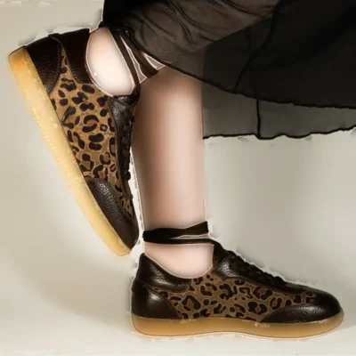 کفش تخت زنانه کفش ورزشی اسپرت چرم طبیعی - 3791