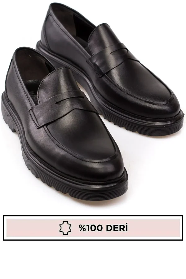 کفش رسمی مردانه چرم اصل با کفی بلند، نوع loafer - 5375