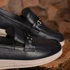 کفش رسمی مردانه روزمره loafer چرم اصل رنگ سرمه‌ای - مدلی که استحکام و شیک بودن را با هم ارائه می‌دهد. - 5381