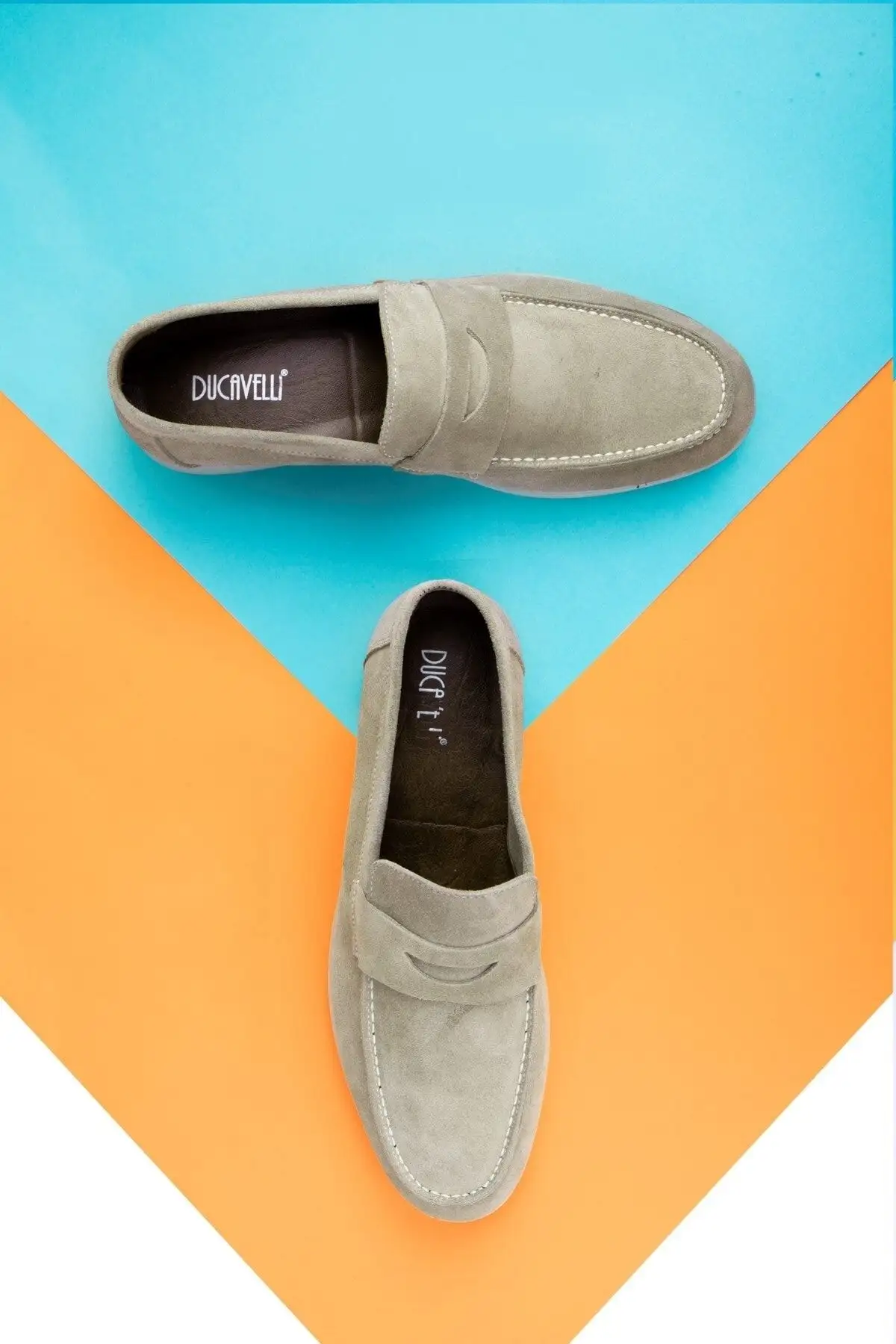 کفش سایز بزرگ مردانه روزمره آنتی سوئد با رویه چرم طبیعی مدل لوفر رنگ کرم بژ - 5045