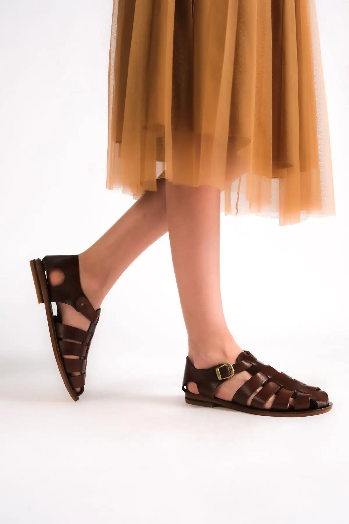 کفش صندل زنانه سندل مسطح  دستساز از چرم طبیعی لوریمای جدید - 4095 کفش صندل زنانه سندل مسطح دستساز از چرم طبیعی لوریمای جدید - 4095