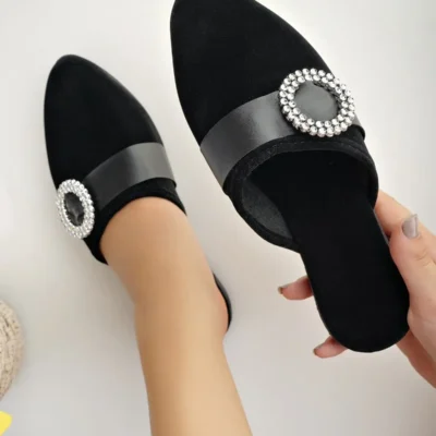 کفش راحتی خانه دمپایی خانگی روزمره زنانه مشکی شیک و راحت برای مهمان و جهیزیه - 3958