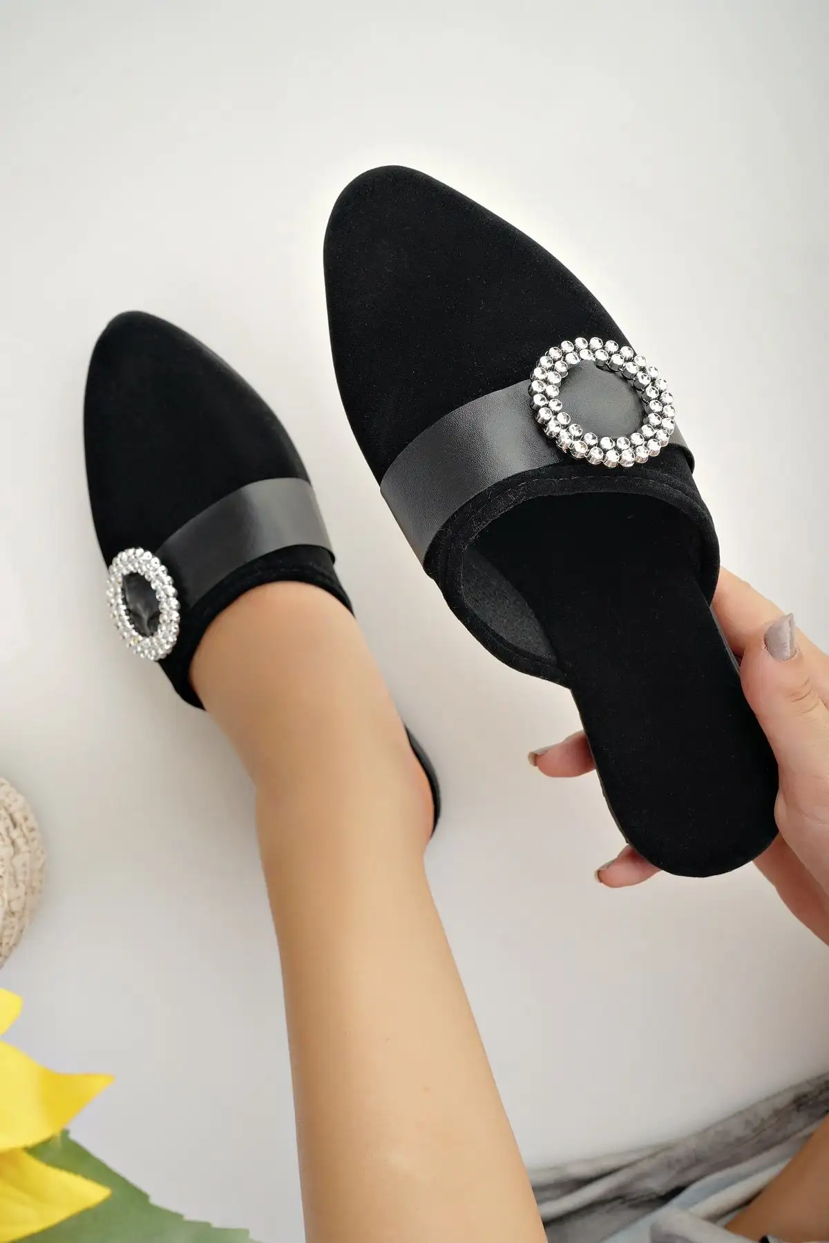 کفش راحتی خانه دمپایی خانگی روزمره زنانه مشکی شیک و راحت برای مهمان و جهیزیه - 3958