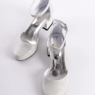 کفش بچگانه سوراخ سفید پاشنه‌دار مجلسی دخترانه سدف - 4415